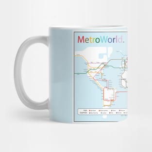 Reimagining the planet: MetroWorld fantasy transportation map Mug